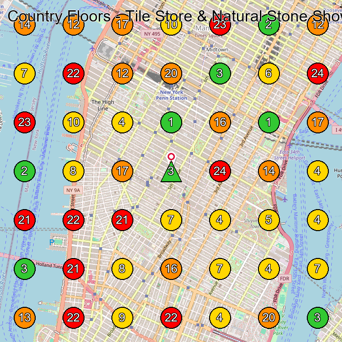 Country Floors - Tile Store & Natural Stone Showroom Tile Store GeoGrid ranking map for New York NY